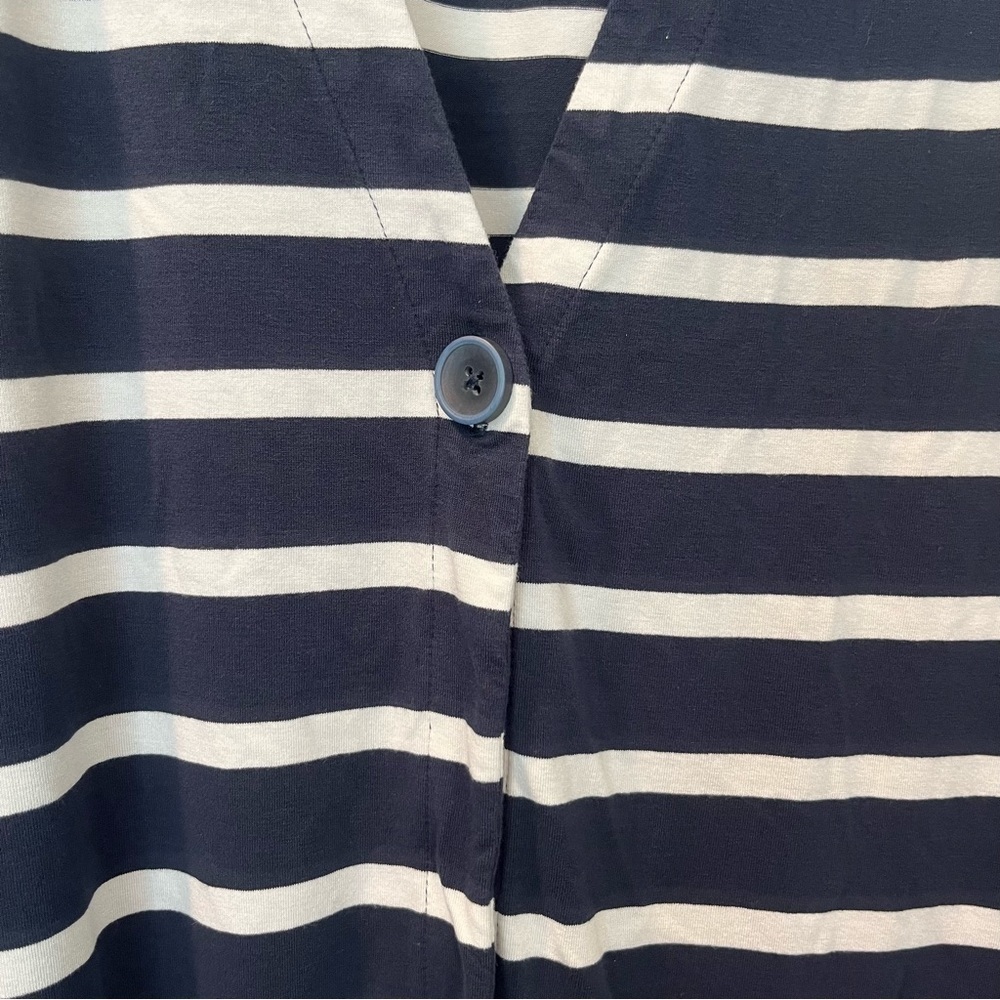 J.Jill WearEver Blue White Striped Lightweight Cardigan Duster Size Medium - Picture 8 of 9